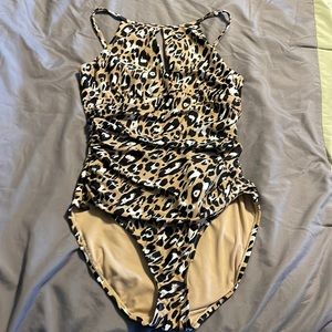 One piece leopard print bathing suit